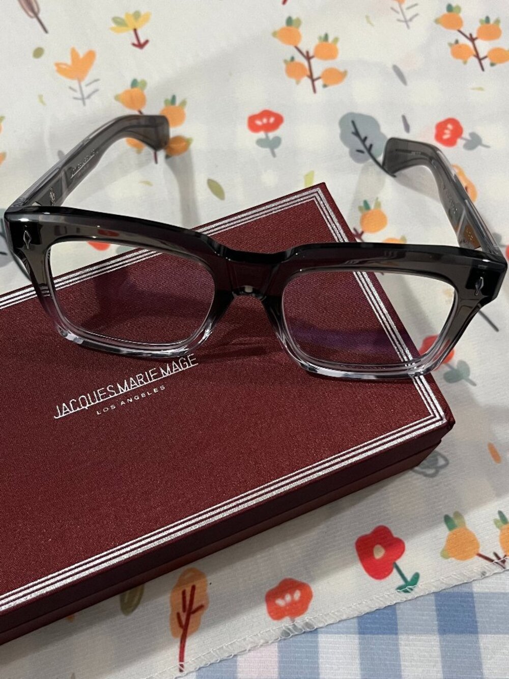 Jacques Marie Mage Chunky Square-Frame Glasses In Transparent Gray Gradient